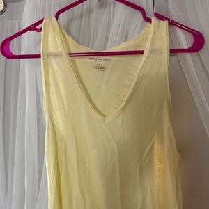 American Eagle Outfitters Women's Light Yellow V-Neck Tank Top